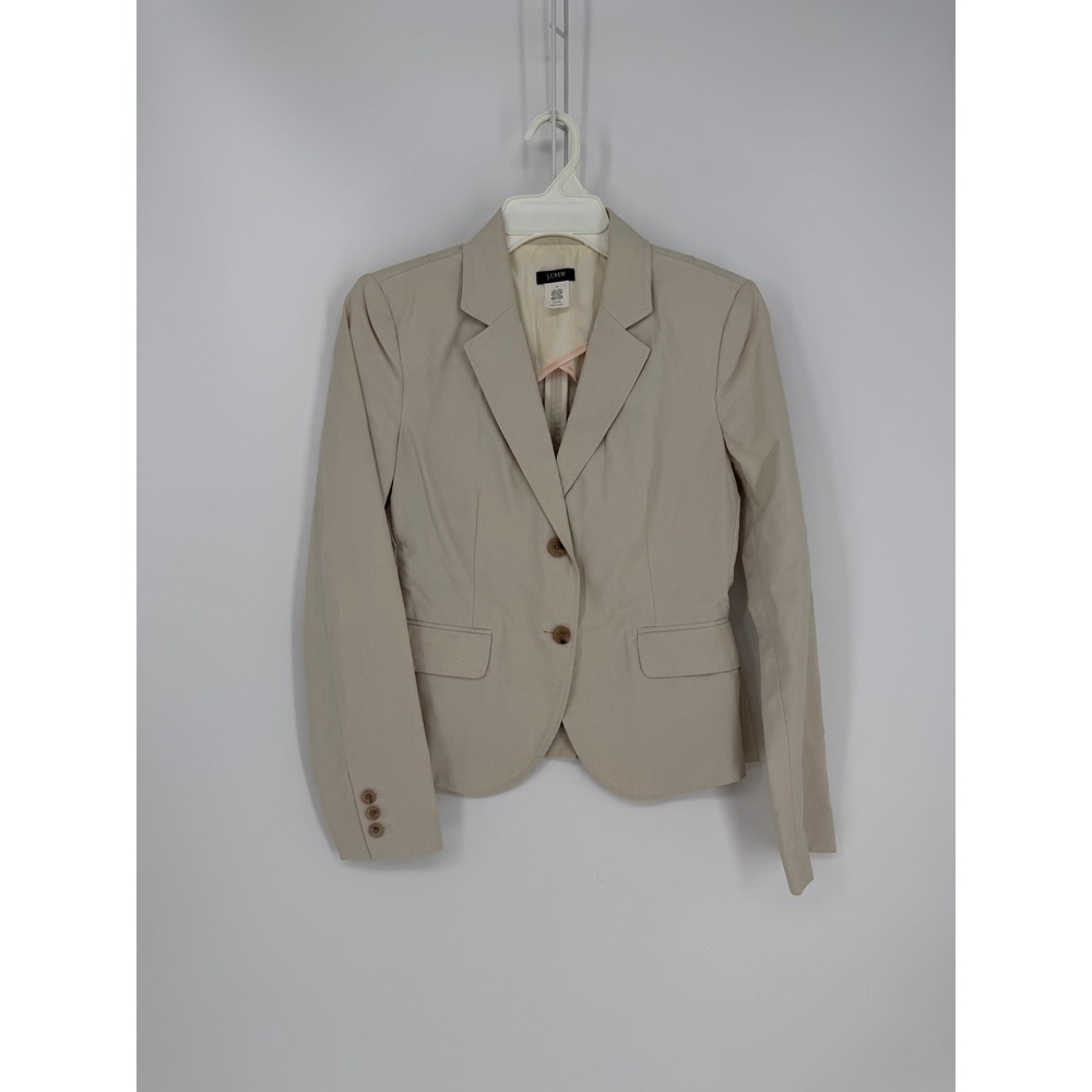 J.Crew Blazer Womens 4 Beige Cotton Two Buttons Professional Officecore Timeless